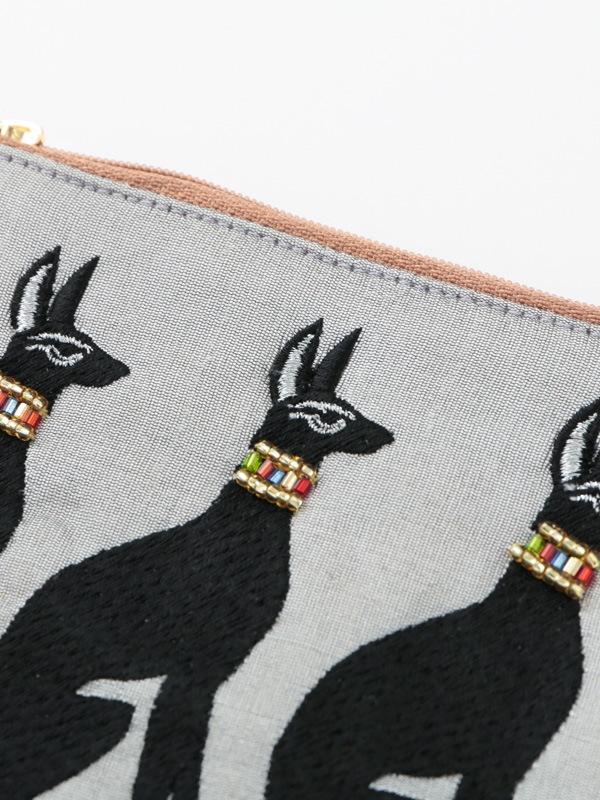 バステト・アヌビス刺繍ポーチS 14×10cm (2カラー)M42-2402