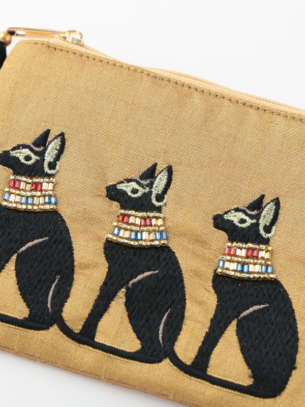 バステト・アヌビス刺繍ポーチS 14×10cm (2カラー)M42-2402