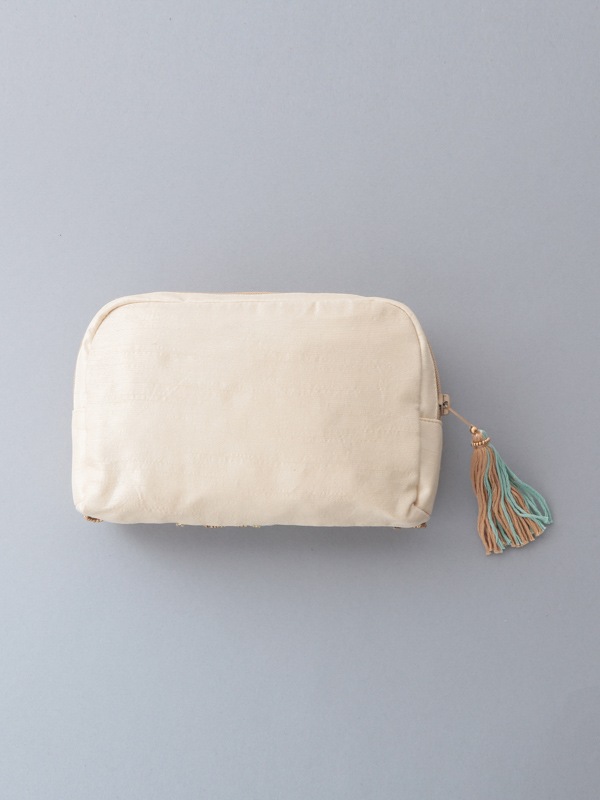 ビーズ刺繍ポーチ 20×14×4cm （3カラー）M42-0863