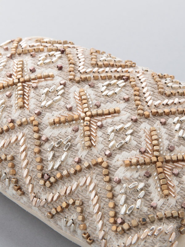 ビーズ刺繍ポーチ 20×14×4cm （3カラー）M42-0863