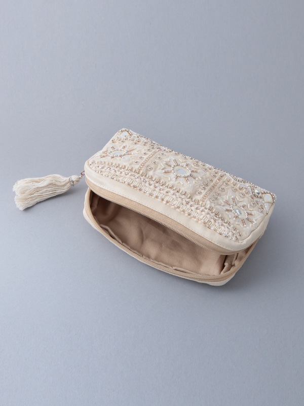 ビーズ刺繍ポーチ 20×14×4cm （3カラー）M42-0863