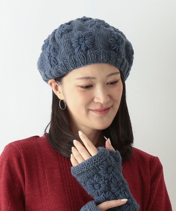 シンプルフラワーニットベレー H26W366