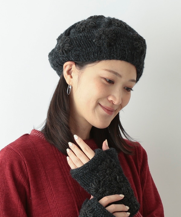 シンプルフラワーニットベレー H26W366
