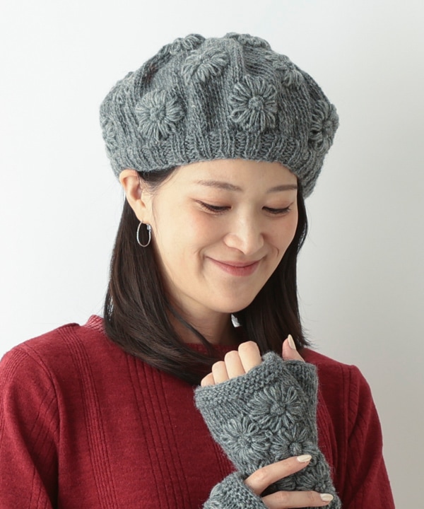 シンプルフラワーニットベレー H26W366