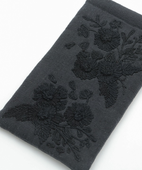 モノトーン花刺繍 メガネケース M42-2698