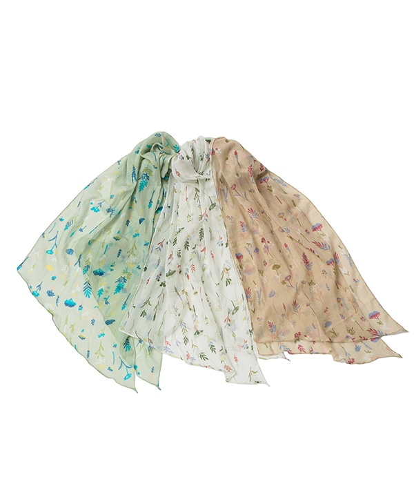 コットン100％ 小花柄プリントショール 160×40cm B25S016