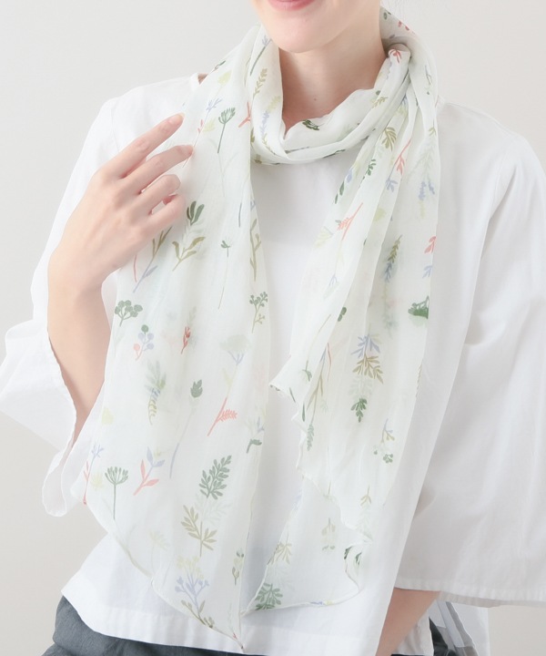 コットン100％ 小花柄プリントショール 160×40cm B25S016