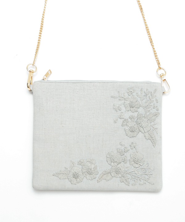 モノトーン花刺繍 ショルダーバッグ M42-2699