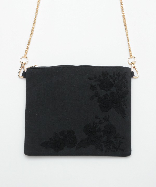モノトーン花刺繍 ショルダーバッグ M42-2699