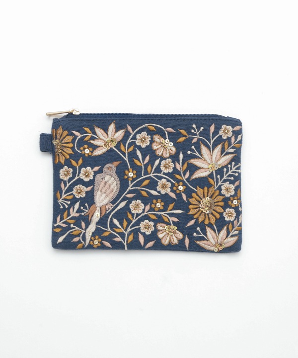 花鳥ビーズ刺繍 ティッシュケース ポーチ M42-2700