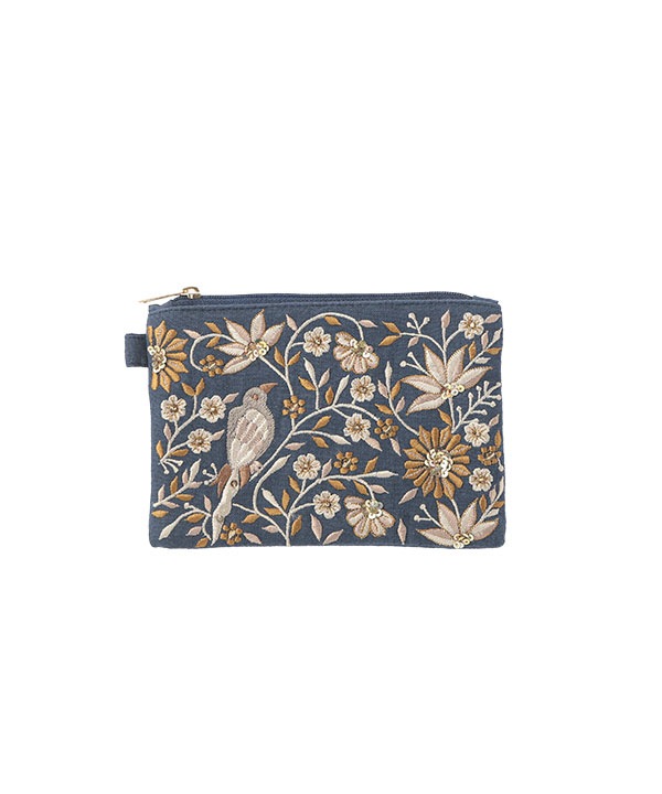 花鳥ビーズ刺繍 ティッシュケース ポーチ M42-2700