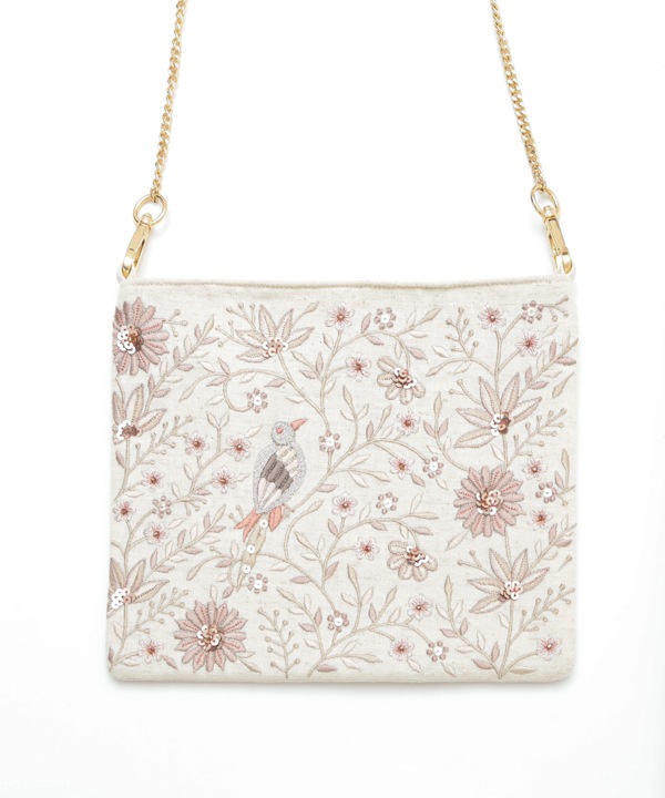 花鳥ビーズ刺繍 ショルダーバッグ M42-2701