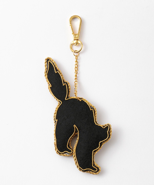 ザリ刺繍 ブラックキャット バッグチャーム（キーホルダー） M21-2853