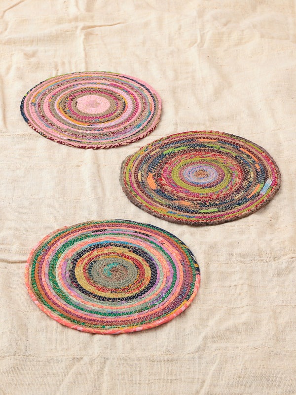 裂き織りラウンドマット（アソート） M25-2211