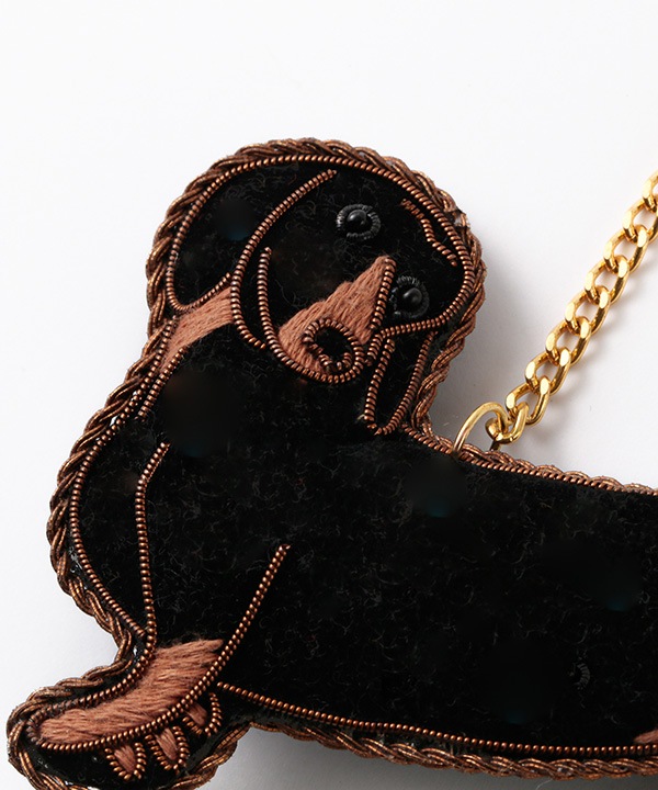ザリ刺繍 ダックスフンド バッグチャーム（キーホルダー） M21-2854