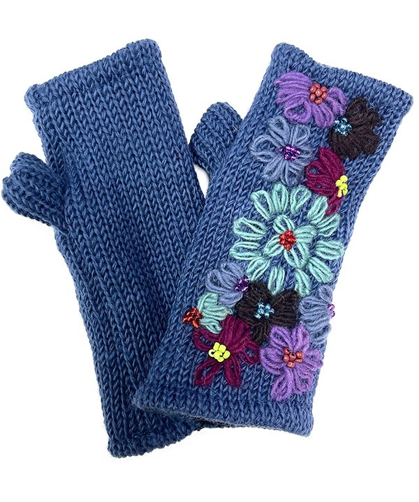 フラワー刺繍ハンドウォーマー（2カラー）H24W021