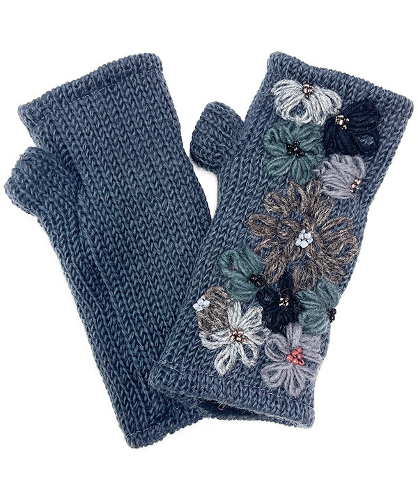 フラワー刺繍ハンドウォーマー（2カラー）H24W021