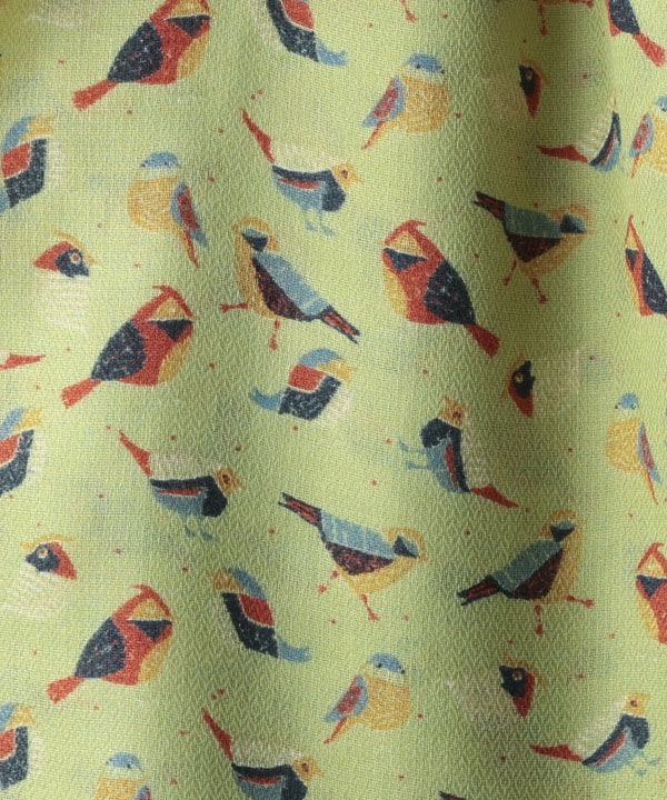 ウールコットン 小鳥プリントミニショール B25W049