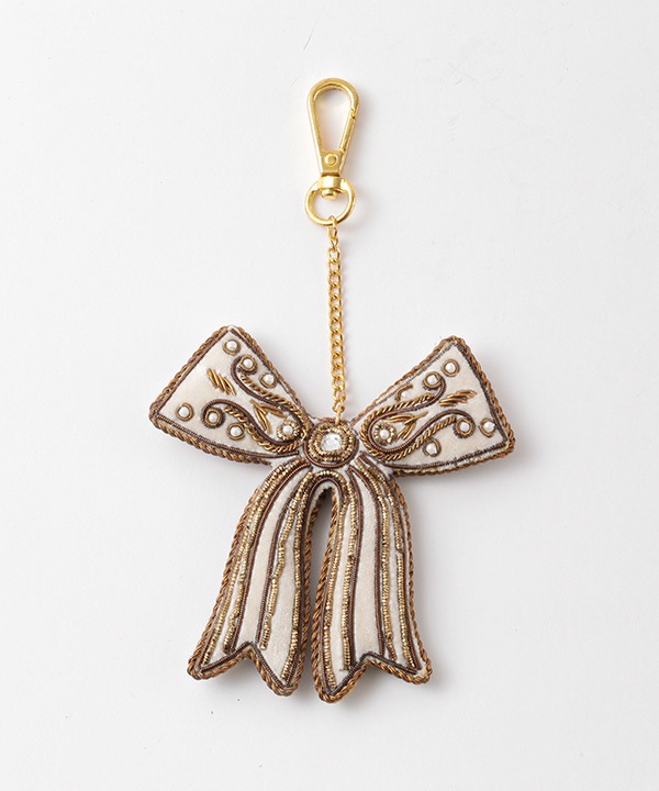 ザリ刺繍 リボン バッグチャーム（キーホルダー） M21-2855