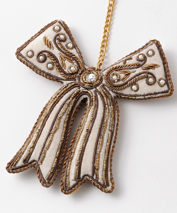 ザリ刺繍 リボン バッグチャーム（キーホルダー） M21-2855