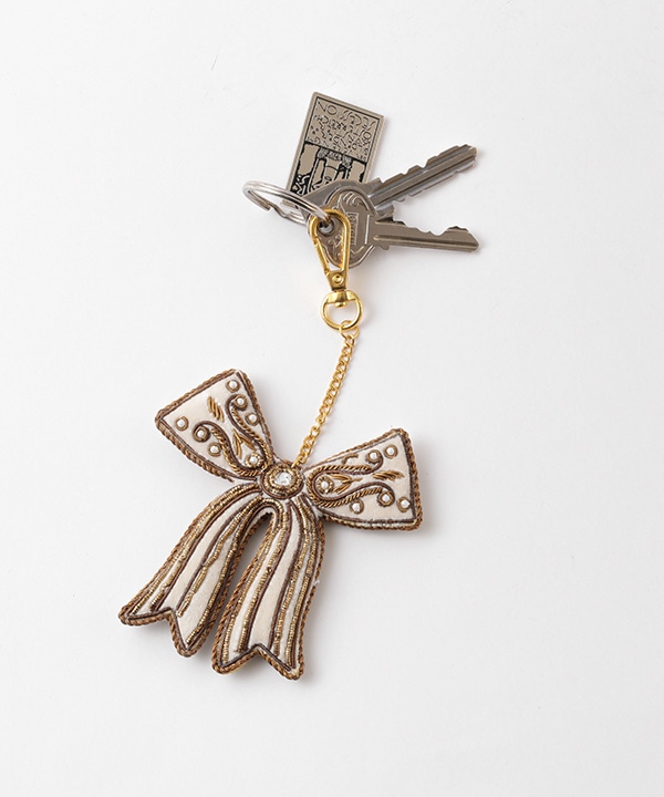 ザリ刺繍 リボン バッグチャーム（キーホルダー） M21-2855