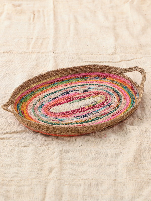 裂き織りオーバルトレー（アソート） M25-2213