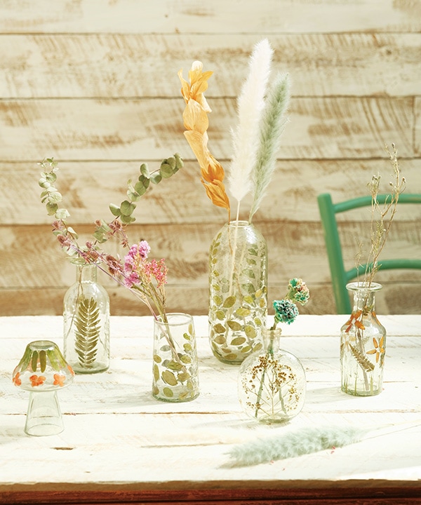 押し花 リサイクルガラス キノコ M52-2828