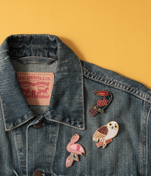 ザリ刺繍ブローチ フクロウ M21-2859