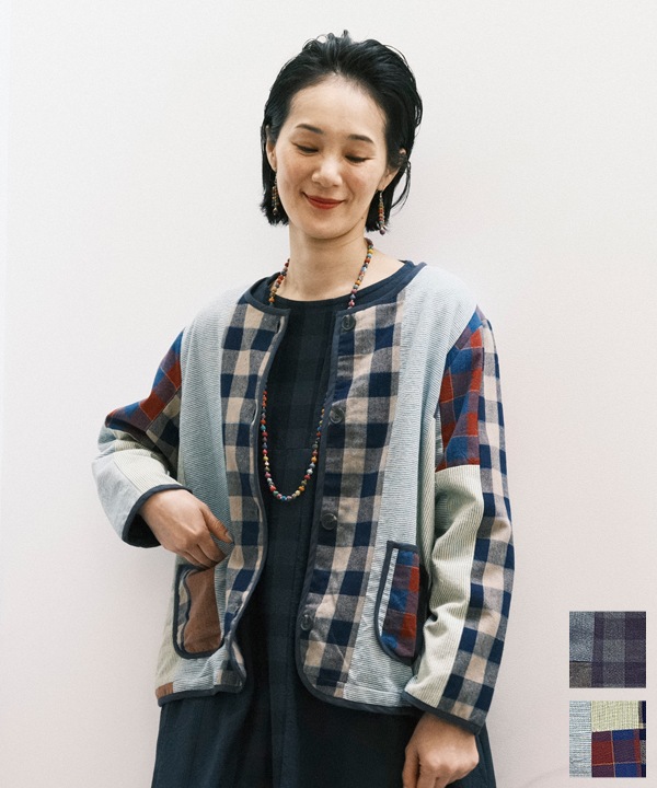 カディ・パッチワークジャケット 25W437