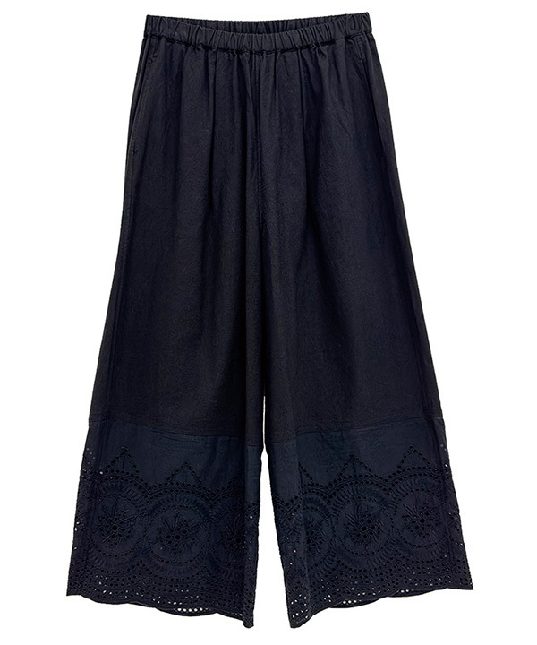 縁がかわいい刺繍コットンパンツ 26S029【2月頃入荷予定】