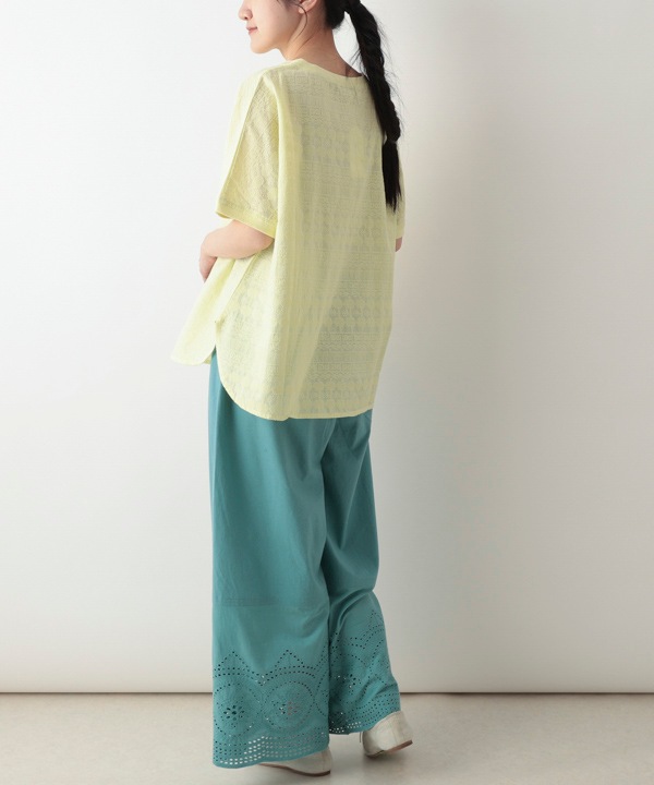 縁がかわいい刺繍コットンパンツ 26S029