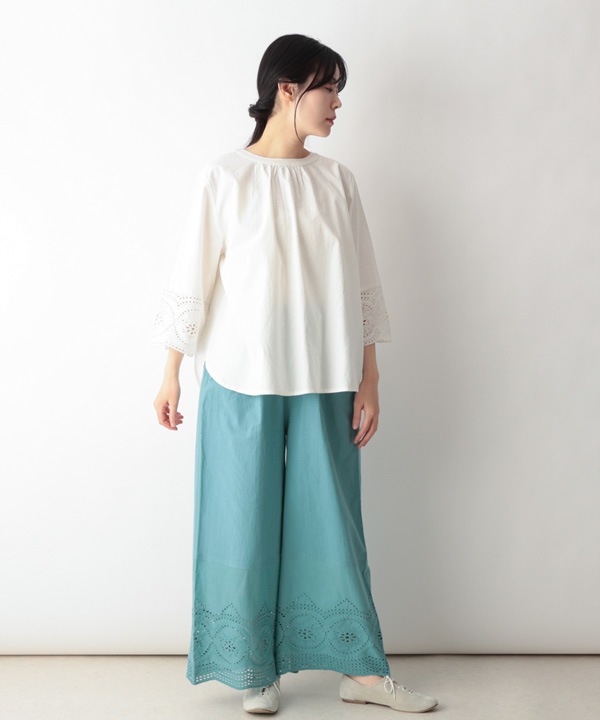 縁がかわいい刺繍コットンパンツ 26S029