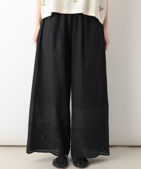縁がかわいい刺繍コットンパンツ 26S029