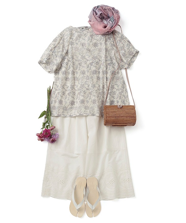 縁がかわいい刺繍コットンパンツ 26S029【2月頃入荷予定】