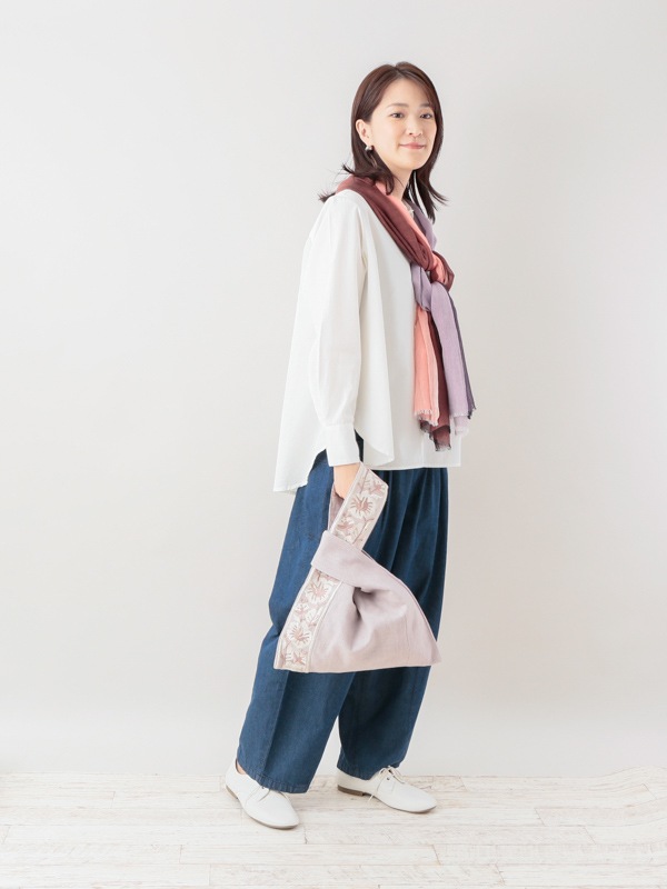 花リボン刺繍ノットバッグ（2カラー）H24S224