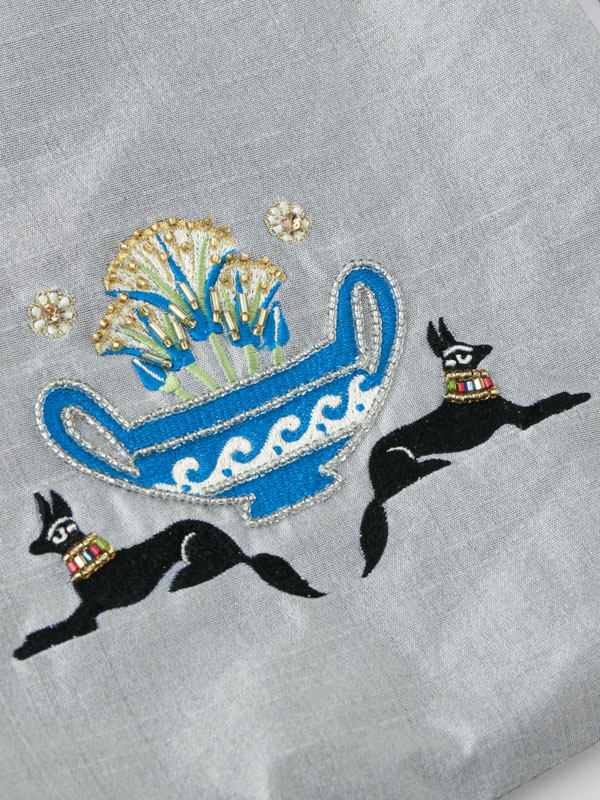 バステト・アヌビス刺繍ポーチショルダーバッグ 21×24×マチ6cm (2カラー)M42-2404