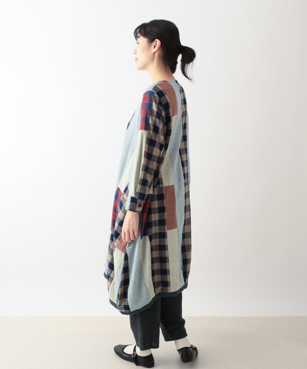 カディ・パッチワークコクーンワンピース 25W438