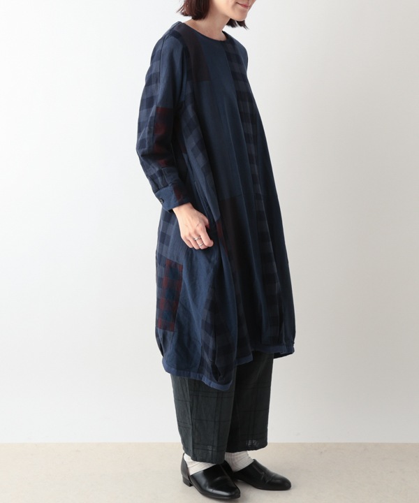 カディ・パッチワークコクーンワンピース 25W438