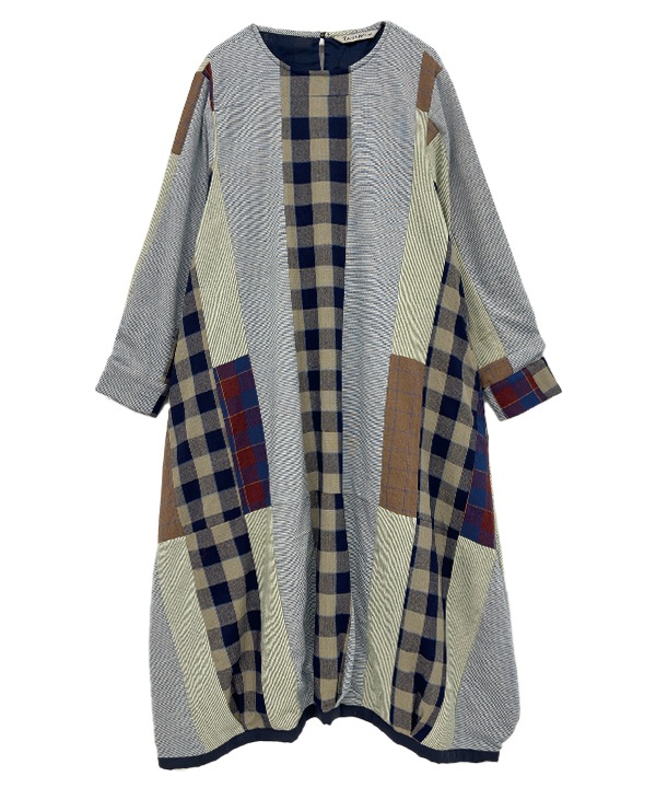 カディ・パッチワークコクーンワンピース 25W438