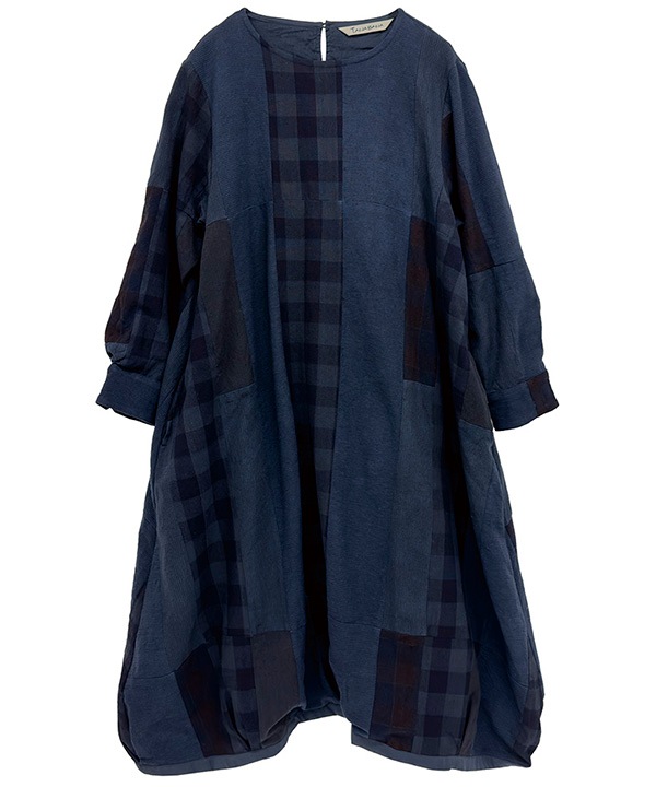 カディ・パッチワークコクーンワンピース 25W438