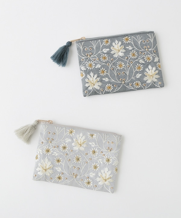 ビーズ刺繍ポーチS 15×10cm （2カラー）M42-2228