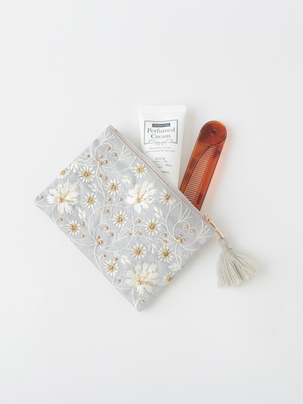 ビーズ刺繍ポーチS 15×10cm （2カラー）M42-2228