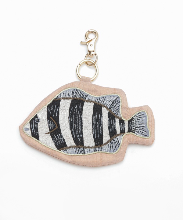 フィッシュ刺繍 キーポーチ バッグチャーム M42-2708