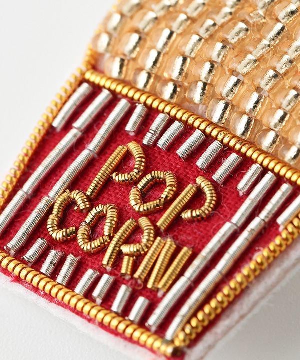 ザリ刺繍ブローチ ポップコーン M21-2863