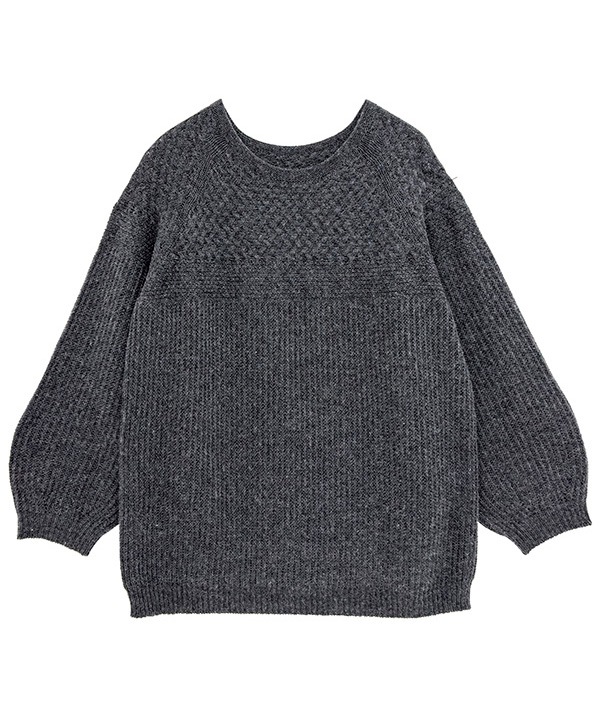 変わり編みポコポコ・ホールガーメント ニットパフ袖・プルオーバー 日本製 25W443