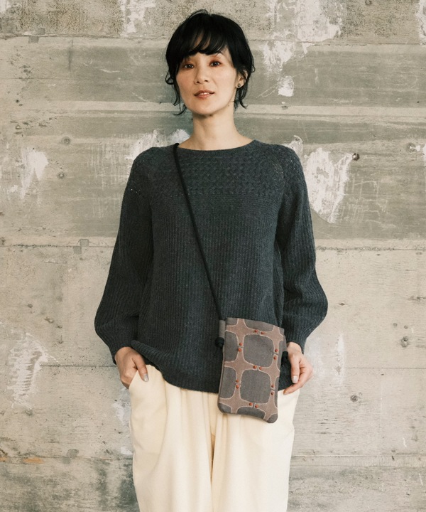 変わり編みポコポコ・ホールガーメント ニットパフ袖・プルオーバー 日本製 25W443