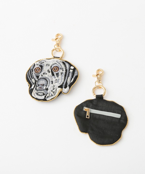 ドッグ刺繍 キーポーチ バッグチャーム M42-2711