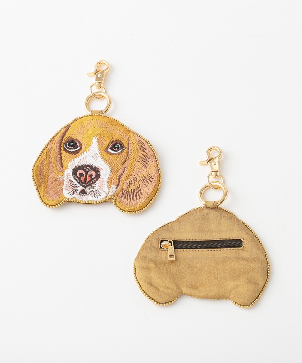 ドッグ刺繍 キーポーチ バッグチャーム M42-2711