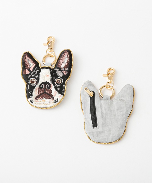 ドッグ刺繍 キーポーチ バッグチャーム M42-2711