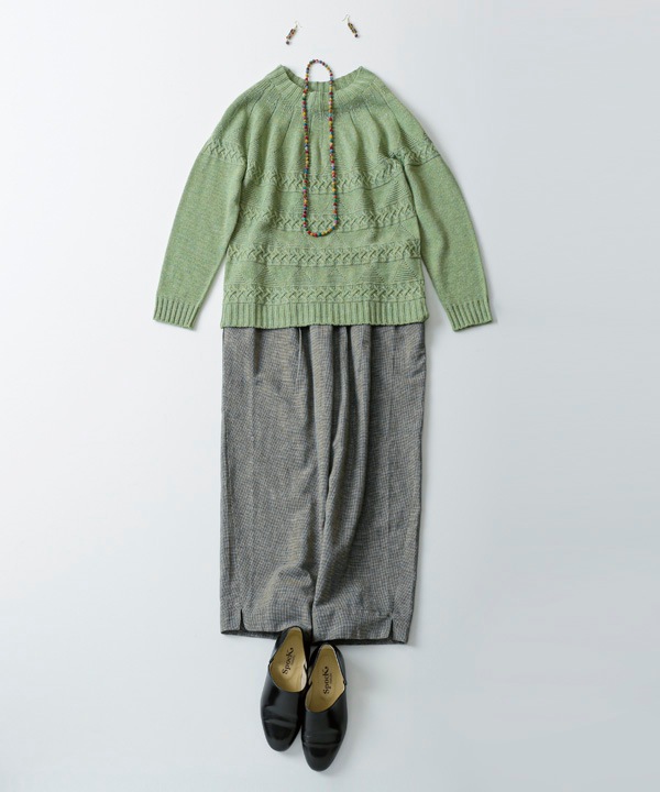 変わり編みポコポコ・ホールガーメント ニット求心アラン柄・プルオーバー 日本製 25W444